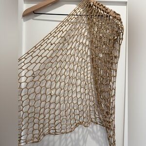 Tan Crochet Net Sarong
